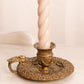 Antique Art Nouveau Heavy Metal Chamber Stick Candle Holder with Floral and Face Designs