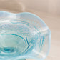 Antique Blue Opalescent Glass Pearls and Scales Footed Ruffled Compote