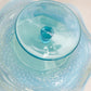 Antique Blue Opalescent Glass Pearls and Scales Footed Ruffled Compote