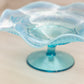 Antique Blue Opalescent Glass Pearls and Scales Footed Ruffled Compote