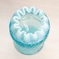 Antique Circular Blue Opalescent Glass Pearls and Scales Footed Rose Bowl
