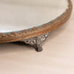 Antique Circular Plateau Mirror Tray with Silver and Copper Tone Accents