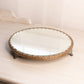 Antique Circular Plateau Mirror Tray with Silver and Copper Tone Accents