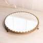 Antique Circular Plateau Mirror Tray with Silver and Copper Tone Accents