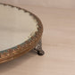 Antique Circular Plateau Mirror Tray with Silver and Copper Tone Accents