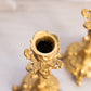 Antique Gilded Gold Tone Candlestick with Floral Designs