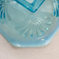 Antique Jefferson Glass Medium Blue Opalescent Footed Bowl with Square Base