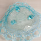 Antique Northwood Blue Opalescent Wild Rose 3-Toed Dish