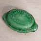 Vintage Small Oval Green Dish with Floral Designs