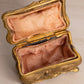 Antique Rectangular Gold Tone Hinged Lidded Box with Floral Designs