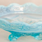 Antique Ruffles and Rings Blue Opalescent 3-Toed Bowl