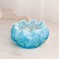 Antique Northwood Blue Opalescent Glass "Cashews" Rose Bowl with Beaded Edge