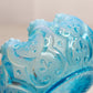 Antique Northwood Blue Opalescent Glass "Cashews" Rose Bowl with Beaded Edge