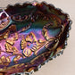 Vintage Fenton Small Oval Carnival Glass Dish with Floral Designs