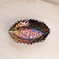Vintage Fenton Small Oval Carnival Glass Dish with Floral Designs