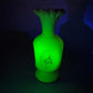 Vintage Fenton Yellow Green Burmese Satin Glass Vase (Glows)