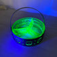 Vintage Green Uranium Glass Dish with Silver Tone Metal Caddy (Glows)