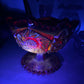 Vintage LE Smith Amberina Iridescent Glass Sawtooth Edge Compote (Glows)