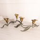 Medium Gold Brass and Black Metal Floral Calla Lilly Double Candleholder