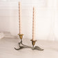 Medium Gold Brass and Black Metal Floral Calla Lilly Double Candleholder