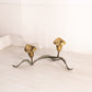 Medium Gold Brass and Black Metal Floral Calla Lilly Double Candleholder