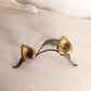 Medium Gold Brass and Black Metal Floral Calla Lilly Double Candleholder