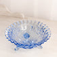 Vintage LE Smith Medium Light Blue Glass Floral 3-Toed Bowl