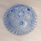 Vintage LE Smith Medium Light Blue Glass Floral 3-Toed Bowl