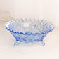 Vintage LE Smith Medium Light Blue Glass Floral 3-Toed Bowl