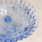 Vintage LE Smith Medium Light Blue Glass Floral 3-Toed Bowl