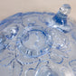 Vintage LE Smith Medium Light Blue Glass Floral 3-Toed Bowl