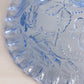 Vintage LE Smith Medium Light Blue Glass Floral 3-Toed Bowl