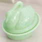 Rosso Reproduction Green Jadeite Glass Swan Lidded Dish