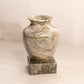 Two Piece Small Grey Marble Stone Vase with Square Base