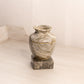 Two Piece Small Grey Marble Stone Vase with Square Base