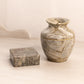 Two Piece Small Grey Marble Stone Vase with Square Base