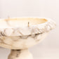 Vintage Medium Alabaster Stone Bird Bath Compote (Missing Birds)