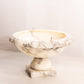 Vintage Medium Alabaster Stone Bird Bath Compote (Missing Birds)