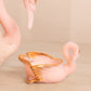 Vintage Cambridge Glass Tuscan Pink Milk Glass Swan Dish Set with Gold Details