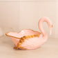 Vintage Cambridge Glass Tuscan Pink Milk Glass Swan Dish Set with Gold Details