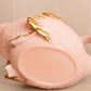 Vintage Cambridge Glass Tuscan Pink Milk Glass Swan Dish Set with Gold Details