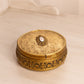 Vintage Circular Clear Gold Tone Metal Lidded Jar with Clear Insert