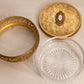 Vintage Circular Clear Gold Tone Metal Lidded Jar with Clear Insert
