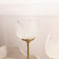 Vintage Clear Satin Tulip Candleholders with Brass Base (Set of 3)