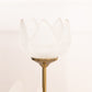 Vintage Clear Satin Tulip Candleholders with Brass Base (Set of 3)
