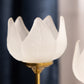 Vintage Clear Satin Tulip Candleholders with Brass Base (Set of 3)