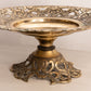 Vintage Extra Large Brass Compote with Floral Designs on Rim and Base
