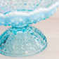 Vintage Fenton Blue Opalescent Glass Hobnail Candle Bowl Compote
