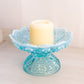 Vintage Fenton Blue Opalescent Glass Hobnail Candle Bowl Compote