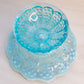 Vintage Fenton Blue Opalescent Glass Hobnail Candle Bowl Compote